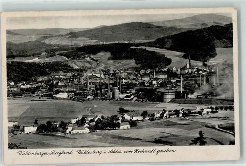 Waldenburg Walbrzych - Waldenburger Bergland vom Hochwald gesehen Fabrik Bahnpost