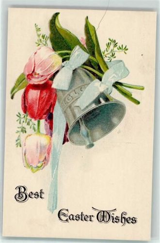 Best Easter Wishes Glocke Tulpen AK