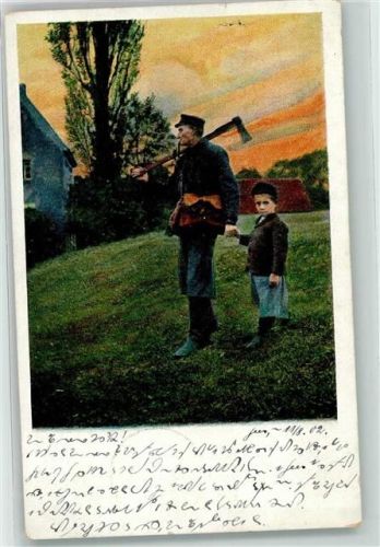1902 Bauer u. Sohn mit einer Axt und Pfeife Verlag D.T.C. L. Serie 155-7 AK