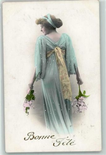 Frau mit Blumen Bonne Fete
