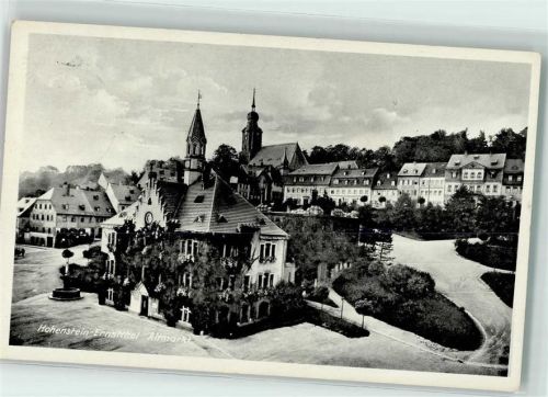 Hohenstein-Ernstthal Altmarkt Brunnen Kirche Turm Uhr