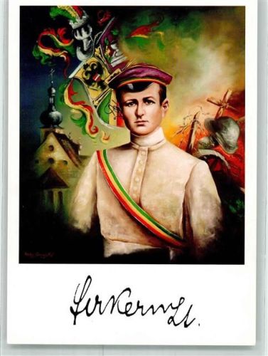sign.von Spernbauer Alfred Seliger Jakob Kern OPraem Wappen Autogramm Studentika Künstlerkarte