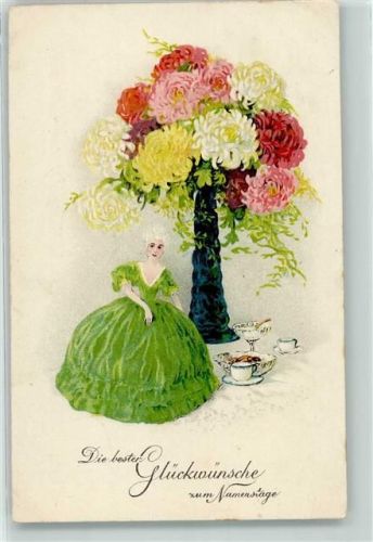 Blumenvase Gebäck Porzellan Puppen AK