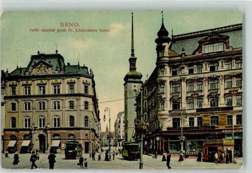 Brno Velke namesti proti Sv. Jakubskemu kostel Straßenbahn