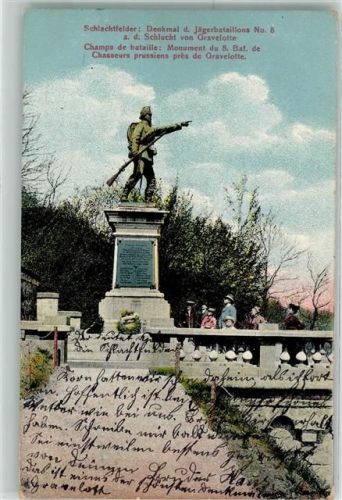 Gravelotte 1913 Schlachtfelder Denkmal d. Jägerbatailions No. 8 a.d. Schlucht von Gravelotte