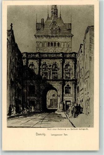 Danzig Gdansk Künstlerkarte Langgasser Tor