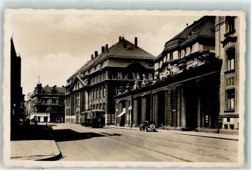 Ostrava Bahnhofstraße Straßenbahn Oldtimer WK II Stempel