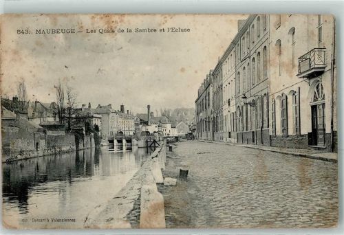 Maubeuge 1909 les Quais de la Sambre et l`Ecluse