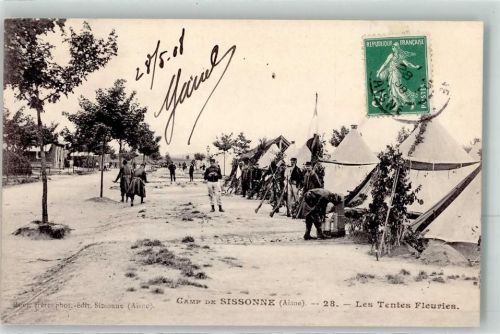 Sissonne 1908 Camp de Sissonne Aisne les Tentes Fleuries