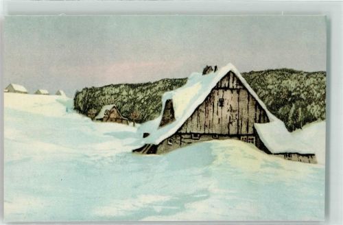 Schmiedeberg i Rsgb Winter Grenzbaude Radierung von Friedrich Iwan