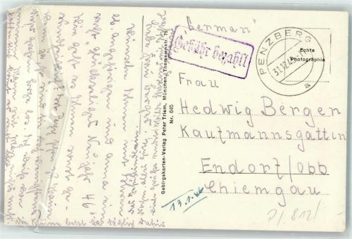 Penzberg Stempel Gebühr bezahlt Starnberger See Erinnerungskreuz König Ludwig II