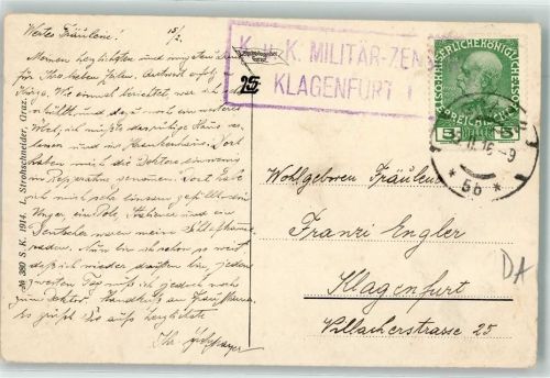 Graz 1916 K. u. k. Militär Zensur Klagenfurt