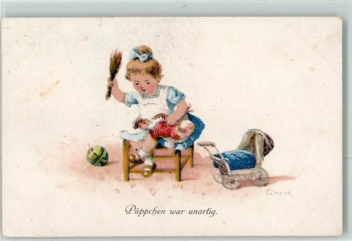 Püppchen war unartig Mädchen Puppenwagen WB SS Nr.5516