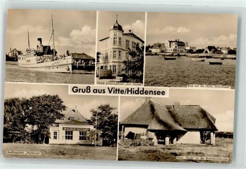 Vitte Gasthaus Heiderose HOG Strandhotel Haus Paula Dampfer Swanti Hafeneinfahrt