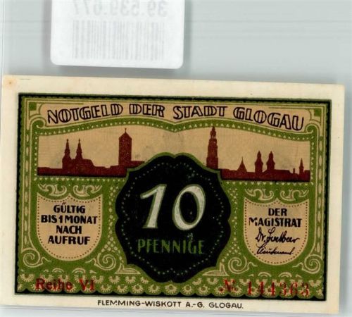 Glogau Notgeld 10 Pfennig