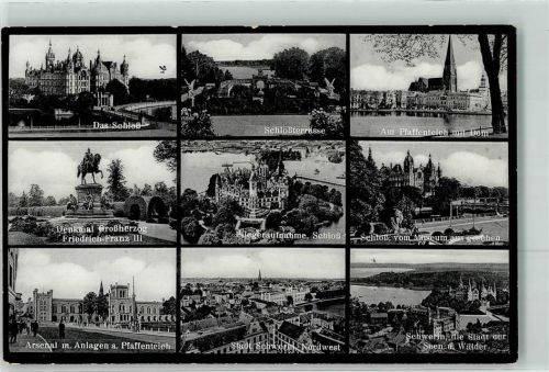 Schwerin 1934 Schloss mit Schlossterrasse Pfaffenteich mit Dom Denkmal Großherzog Friedrich-Franz III Arsenal mit Anlagen mit Fliegeraufnahmen