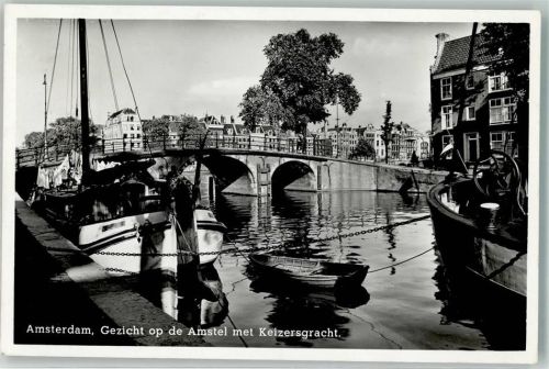 Amsterdam Blick auf die Amstel mit Keizersgracht Segelboot