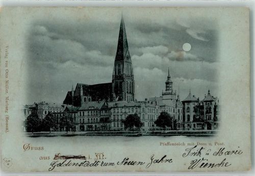 Schwerin Pfaffenteich mit Dom und Post