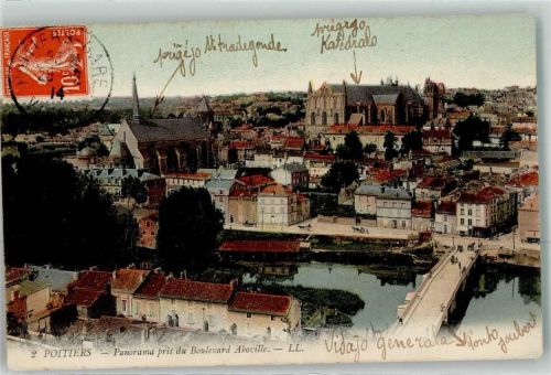 Poitiers 1914 Boulevard Aboville Brücke Kirche