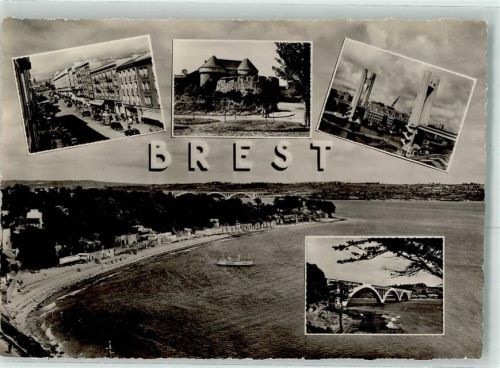 Brest Fliegeraufnahme le Chateau Rue de Siam et l`Eglise Saint Martin