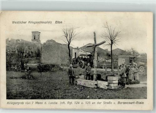 Dommary-Baroncourt 1915 Feldpost WK I 9.Reserv.Div. Kriegsgrab Inf.Rgt. 124 und 125