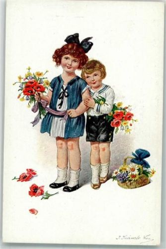 Kinder mit Mohnblumen Margeriten Verlag W. XIII Nr. 125
