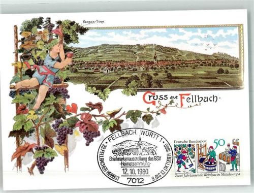 Fellbach Wein Bacchus Gruss aus