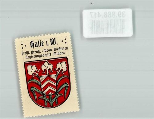 33790 W4802 Halle Westf. Vignette Freist. Preuß. Prov. Westfalen Regierungsbezirk Minden