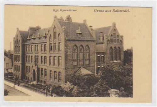 Gruss aus Salzwedel mit Kgl. Gymnasium. Postalisch nicht befördert. Gute Erhaltung.