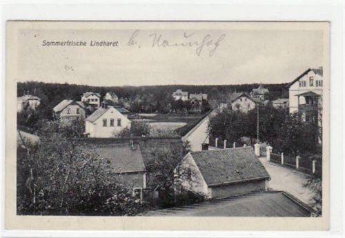 Lindhardt bei Naunhof mit Teilansicht gelaufen von 1911. Gute Erhaltung.