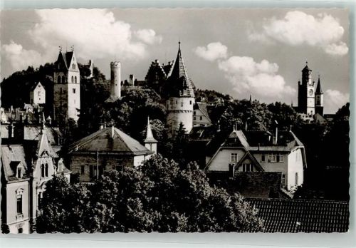 Ravensburg mit Mehlsack Turm Blaserturm Frauentor und Stadttor an der Marktstraße