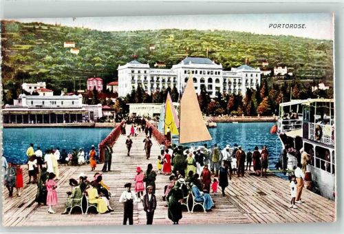 Portoroz Dampfschiff Anlegestelle Hotel
