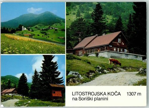 Bohinjska Bistrica Litostrojska Koca 1307 m na Soriski planini Haus Hütte Kuh Berge