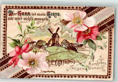 Jugendstil Psalm Herzliche Segenswünsche Blumen Verlag Hirsch Nr.18