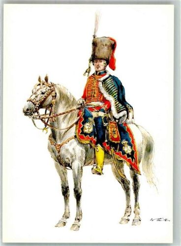 sign. Tritt W. 2. Husaren Regiment v. Zieten Offizier en parade