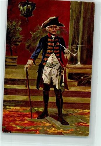 Soldat in historischer Uniform mit weißer langer Pfeife sign. Klein