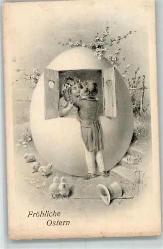 1909 4007-1 Ostern Ostrei als Haus Kinderpoesie Küsse