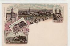Oelsnitz, Lithographie mit 5 Ansichten. ungelaufen um 1900 Gute Erhaltung.