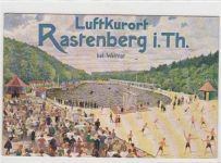 Rastenberg in Thüringen bei Weimar, Künstlerkarte. Schwimmbad ungelaufen Gute Erhaltung.