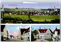 94333 W8442 Geiselhöring Gebrauchsspuren Marktplatz, Schule, Denkmal