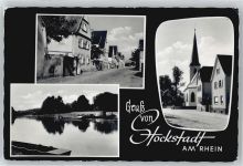 64589 W6081 Stockstadt am Rhein - Kirche, Ortsansicht, See