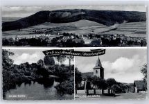 37688 W3472 Amelunxen - Gesamtansicht, Nethepartie, Ehrenmal, Kirche