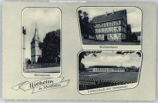 33039 W3493 Nieheim - Pfarrkirche, Richterhaus, Volksschule mit Sportplatz