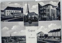 32584 W4972 Gohfeld , Kr Herford - Sparkasse, Kirche, Landfrauenschule, Ortsansicht