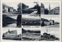 38723 W3370 Rhüden - Ortsansicht, Kirche, an der Nette, Badeanstalt, St. Georg Schule, Bahnhof, Kirche