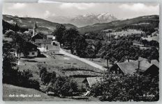 87534 W8974 Aach i Allgäu - Totalansicht mit Kirche, Berg Säntis