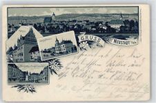 07806 O6710 Neustadt an der Orla Lithographie Bahnhofstrasse , Kriegerdenkmal