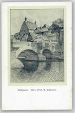 74354 W7122 Besigheim - Lithographie, Brücke
