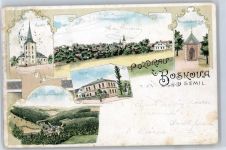 Boskov Poschkau Lithographie 1900 Kapelle Schule Kirche
