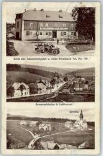 08262 O9656 Tannenbergsthal - 1920, Forsthaus, Auto, Kirche